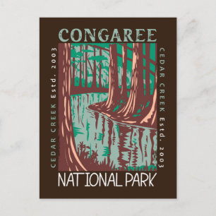 Congaree National Park Cedar Creek Vintage Postkarte