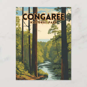 Congaree National Park Traditionelles Reiseplakat Postkarte