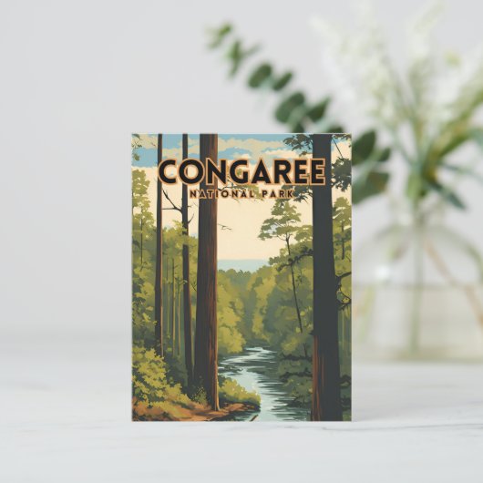 Congaree National Park Traditionelles Reiseplakat Postkarte (Stehend Vorderseite)