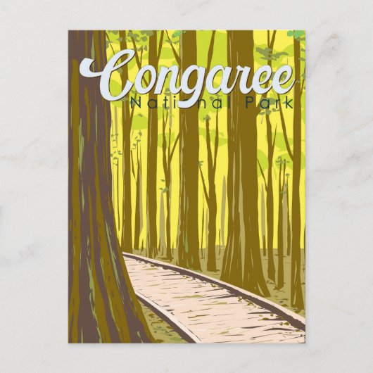 Congaree Nationalpark Illustration Reisen Vintag Postkarte (Vorderseite)