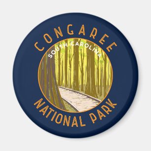 Congaree Nationalpark Retro Distressed Circle Magnet