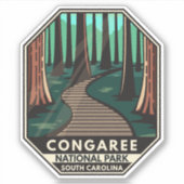 Congaree Nationalpark Retro Emblem Aufkleber (Vorderseite)