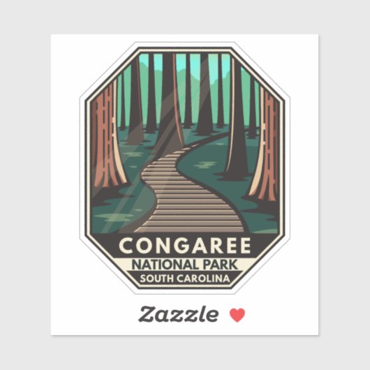 Congaree Nationalpark Retro Emblem Aufkleber (Blatt)