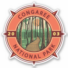 Congaree Nationalpark Retro Kompass Emblem Aufkleber