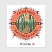 Congaree Nationalpark Retro Kompass Emblem Aufkleber (Blatt)