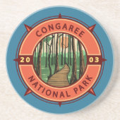 Congaree Nationalpark Retro Kompass Emblem Getränkeuntersetzer (Vorne)