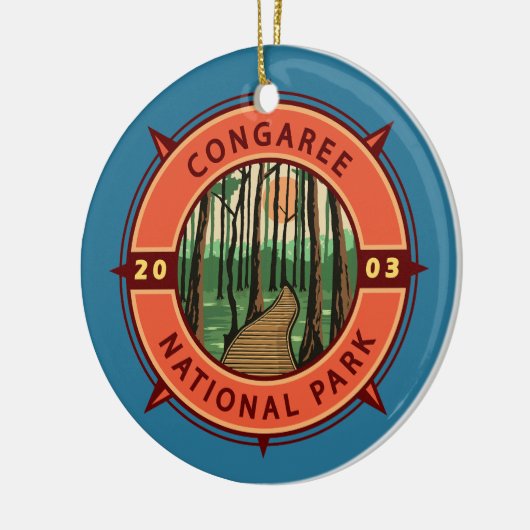 Congaree Nationalpark Retro Kompass Emblem Keramik Ornament (Links)