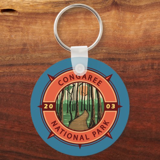 Congaree Nationalpark Retro Kompass Emblem Schlüsselanhänger (Vorderseite)