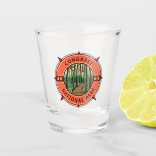 Congaree Nationalpark Retro Kompass Emblem Schnapsglas