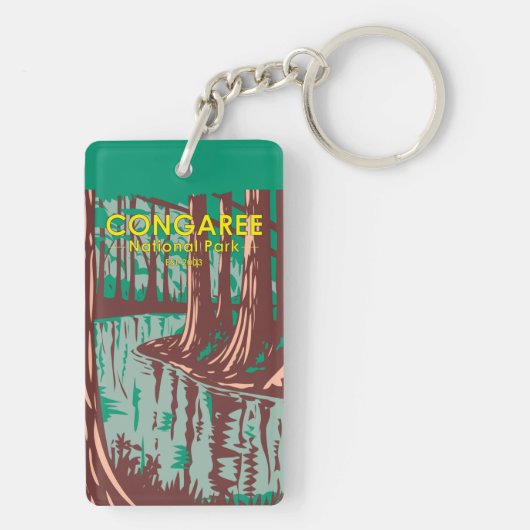 Congaree Nationalpark Süd Carolina Vintag Schlüsselanhänger (Rückseite)