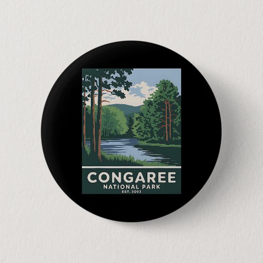 Congaree Nationalpark Vintage Camping Wandern Männ Button (Vorderseite)