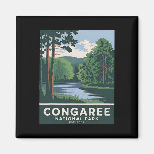 Congaree Nationalpark Vintage Camping Wandern Männ Magnet