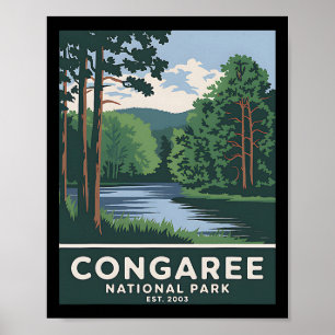 Congaree Nationalpark Vintage Camping Wandern Männ Poster