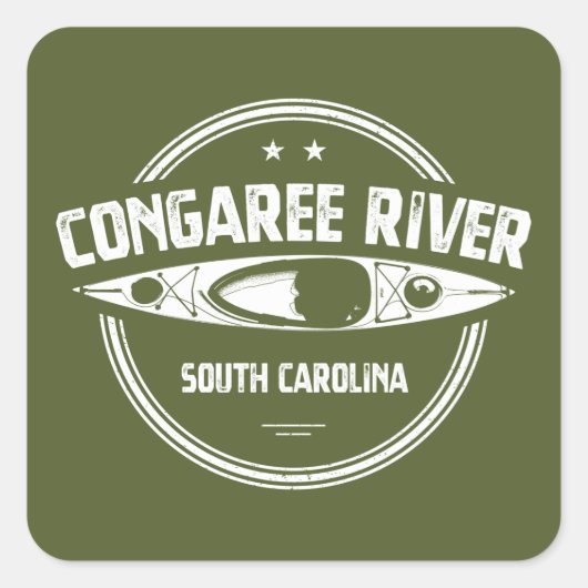 Congaree River South Carolina Kayaking Quadratischer Aufkleber (Vorderseite)