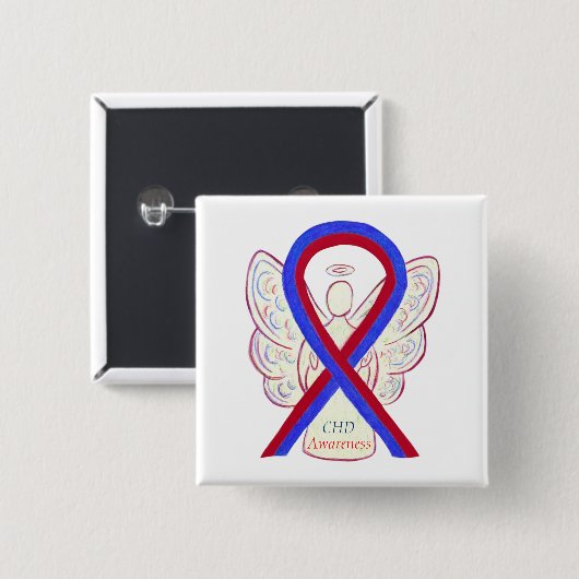 Congenital Heart Defect CHD Awareness Ribbon Butto Button (Vorne & Hinten)