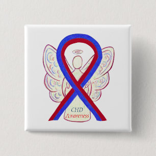 Congenital Heart Defect CHD Awareness Ribbon Butto Button