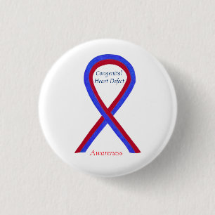Congenital Heart Defect CHD Awareness Ribbon Butto Button