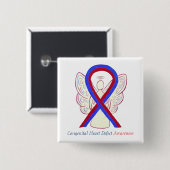 Congenital Heart Defect CHD Awareness Ribbon Butto Button (Vorne & Hinten)