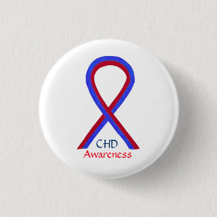Congenital Heart Defect CHD Awareness Ribbon Butto Button