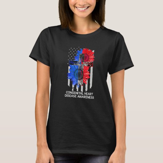 Congenital Heart Disease Awareness US Flag Faith C T-Shirt (Vorderseite)