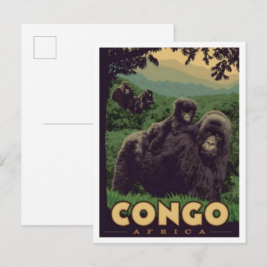 Congo Africa Vintage Travel  Postkarte (Vorne/Hinten)