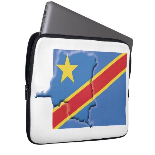 CONGO DRC Flag Map Patriotic Computer Laptopschutzhülle (Vorne Rechts)