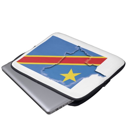 CONGO DRC Flag Map Patriotic Computer Laptopschutzhülle (Vorne Knopf)