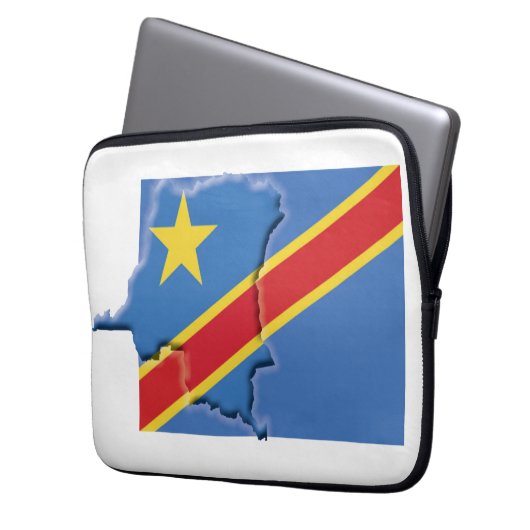 CONGO DRC Flag Map Patriotic Computer Laptopschutzhülle (Vorderseite Links)