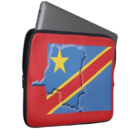 CONGO DRC Flag Map Patriotic Computer RED Laptopschutzhülle (Vorne Rechts)
