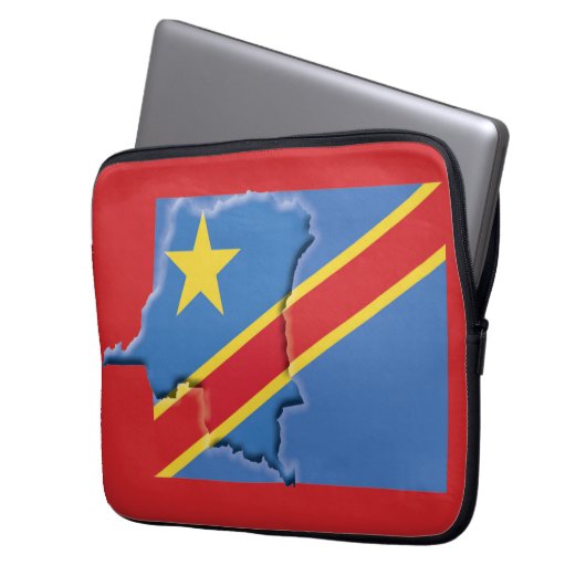 CONGO DRC Flag Map Patriotic Computer RED Laptopschutzhülle (Vorderseite Links)