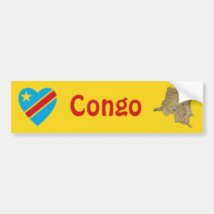 Congo-Kinshasa-Flagge Herz + Karte Aufkleber Autoaufkleber