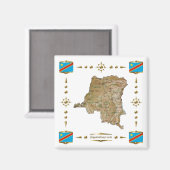 Congo-Kinshasa Map + Flags Magnet (Vorderseite/Rückseite)