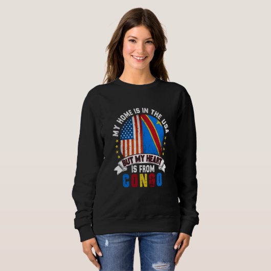 Congolese American Patriot Heart is from Congo Fla Sweatshirt (Vorne ganz)