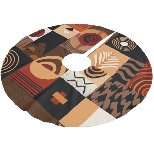 Congolese motifs background grid polyester weihnachtsbaumdecke (Schrägansicht)