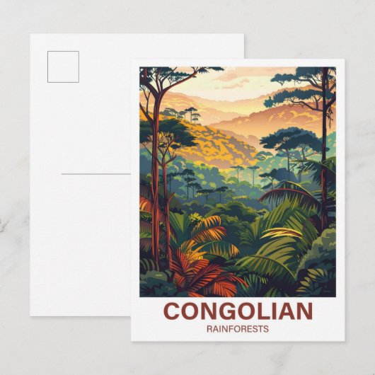Congolian Rainforest Illustration Travel Postkarte (Vorne/Hinten)