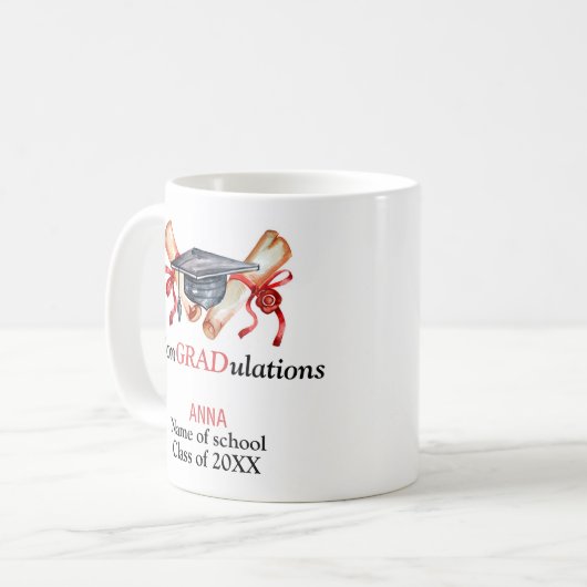 ConGRADulationen,Personalisierte Abschluss-Geschen Kaffeetasse (Vorderseite Links)