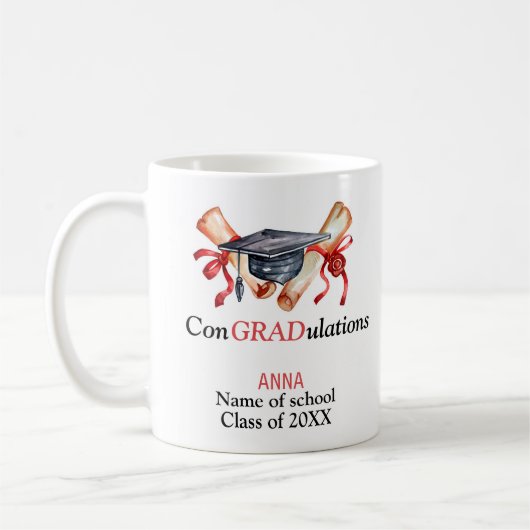 ConGRADulationen,Personalisierte Abschluss-Geschen Kaffeetasse (Links)