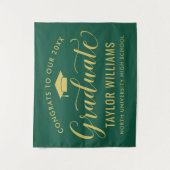 Congrats 2023 Graduate Green Gold Graduation Wandteppich (Vorderseite)