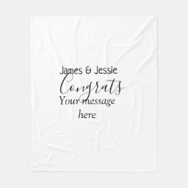 Congrats add name message wedding newly wed couple fleecedecke