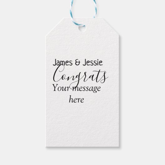 Congrats add name message wedding newly wed couple geschenkanhänger (Vorderseite)