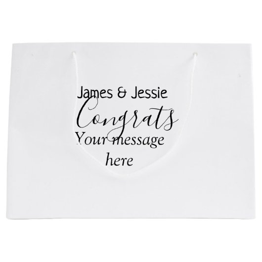 Congrats add name message wedding newly wed couple große geschenktüte (Vorderseite)
