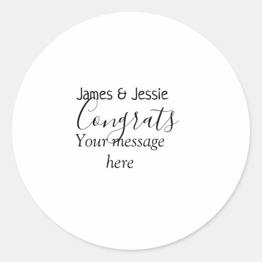 Congrats add name message wedding newly wed couple runder aufkleber (Vorderseite)