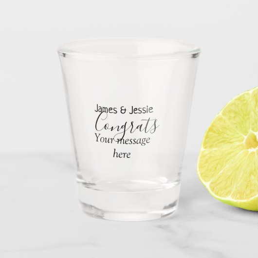Congrats add name message wedding newly wed couple schnapsglas (Vorderseite)