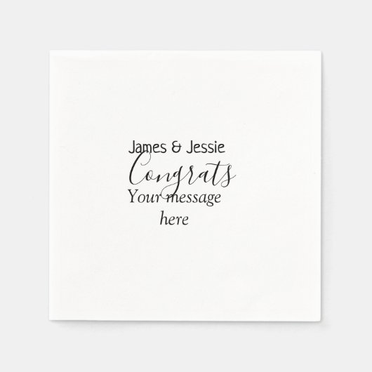 Congrats add name message wedding newly wed couple serviette (Vorderseite)