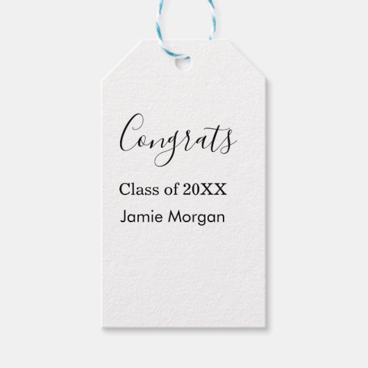 Congrats class of 20XX graduation name simple date Geschenkanhänger (Vorderseite)