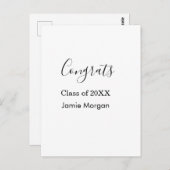 Congrats class of 20XX graduation name simple date Postkarte (Vorne/Hinten)