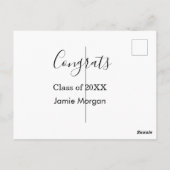 Congrats class of 20XX graduation name simple date Postkarte (Rückseite)