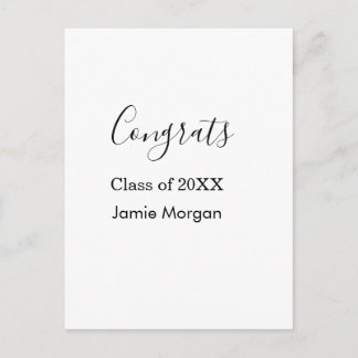 Congrats class of 20XX graduation name simple date Postkarte