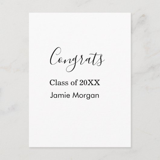 Congrats class of 20XX graduation name simple date Postkarte (Vorderseite)