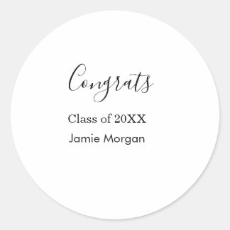 Congrats class of 20XX graduation name simple date Runder Aufkleber